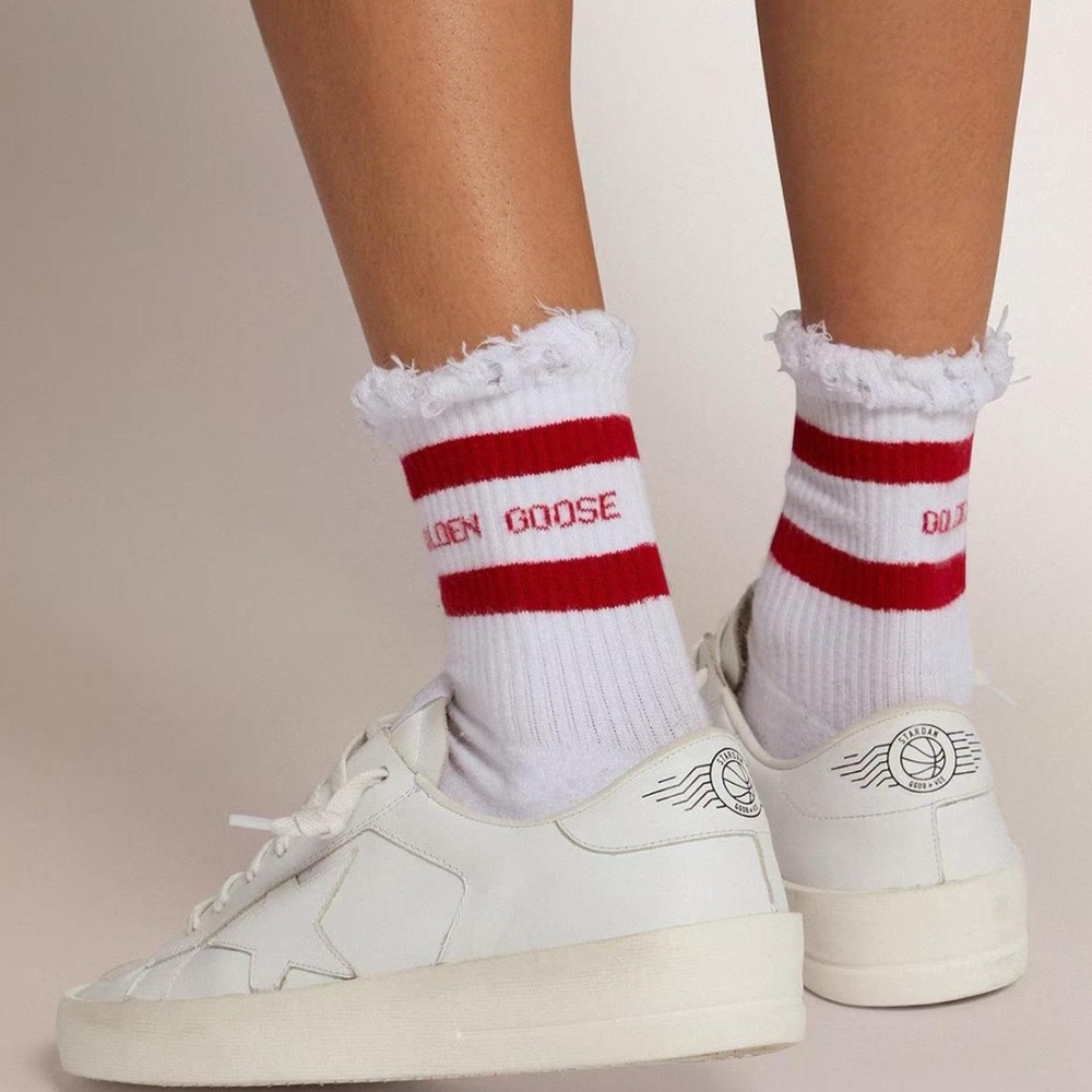 Golden Goose Unisex Red and White Star Socks, L-XL - Picture 5 of 5
